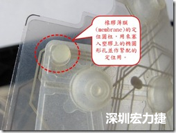 橡膠薄膜(membrane)的定位圓柱，可以用來塞入塑膠上的橢圓形孔洞，最為緊配的定位之用。