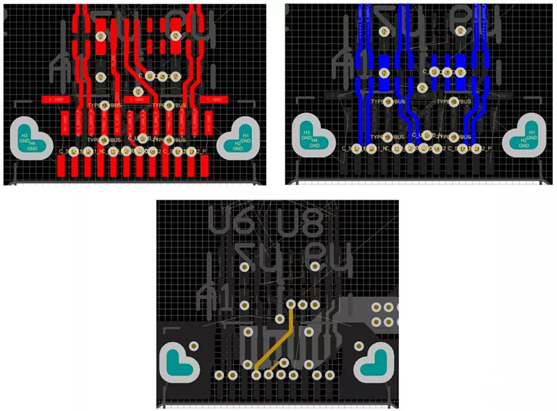 對SBU，USB2和CC1/2等信號做以下布線處理