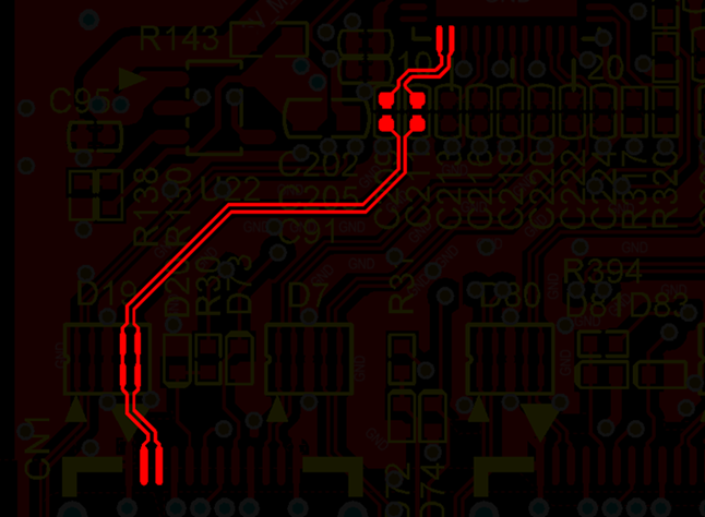 差分線盡量走等長線、等距，避免時序偏差及共模干擾